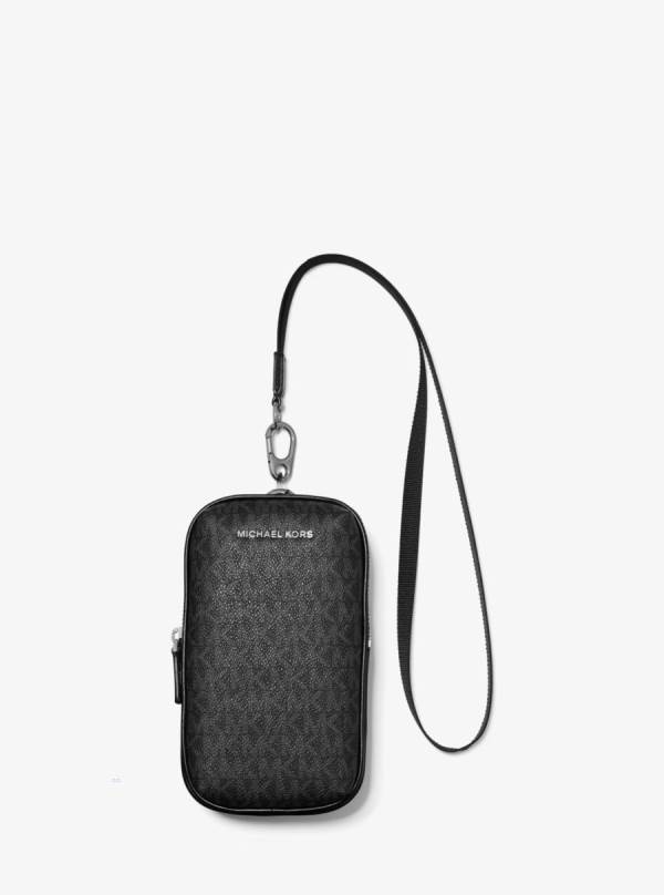 Panske Crossbody Kabelka Michael Kors Cooper Logo 2-in-1 Phone Pouch Čierne - Tasky Michael Kors Slevy | ABUTK-2189